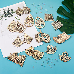 DIY 30 пара наборов для изготовления серег из натурального дерева&nbsp;DIY-TA0003-36P