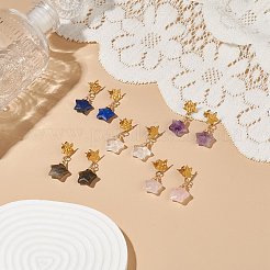 5 paio di orecchini pendenti a forma di stella con pietre preziose miste naturali a 5 stili&nbsp;EJEW-JE05097