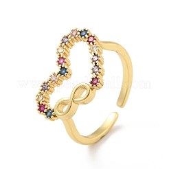 Красочное сердце из кубического циркония с открытым кольцом-манжетой бесконечности&nbsp;RJEW-B042-01