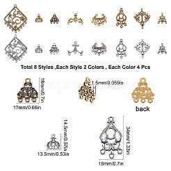 64 pièces 16 styles composants de lustre en alliage de style tibétain&nbsp;PALLOY-SC0003-48