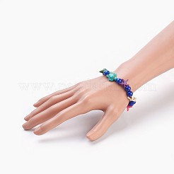Braccialetti elasticizzati per bambini con perline turchesi sintetiche (tinte).&nbsp;BJEW-JB03889-04