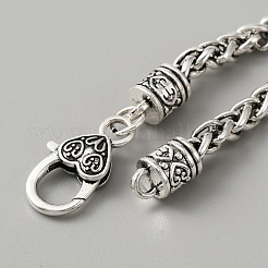 Weizenkettenarmband aus Legierung mit Herzverschluss für Damen&nbsp;BJEW-WH0011-26AS