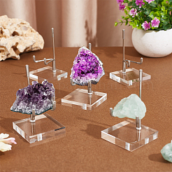Chevalets d'exposition en cristal de fer avec base carrée en acrylique transparent&nbsp;ODIS-WH0079-011P