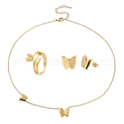 Orecchini a bottone a farfalla in acciaio inossidabile 304&nbsp;SJEW-TZ0001-02