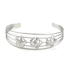 Bracelets manchettes ouverts creux en acier inoxydable 304 anti-ternissement&nbsp;BJEW-Q348-03P-04