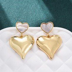 Серьги-гвоздики в форме сердца из латуни&nbsp;KK-D363-20G