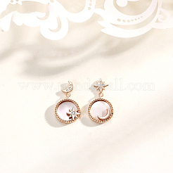 Orecchini asimmetrici con conchiglia naturale luna e stella con zirconi chiari&nbsp;MOST-PW0001-061G