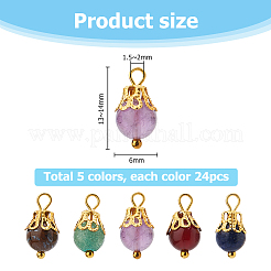 120шт круглые подвески из натуральных смешанных драгоценных камней&nbsp;G-HS0001-06