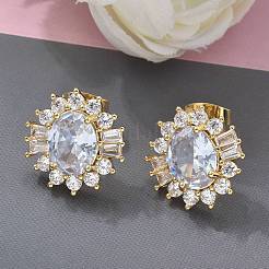 Серьги-гвоздики из циркония&nbsp;EJEW-C139-05G