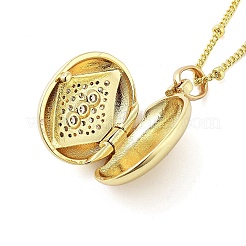 Латунные микропаве прозрачные кубические цирконии спутниковая цепь медальон кулон ожерелья для женщин&nbsp;NJEW-M009-03G-B