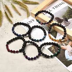 Ensemble de bracelets extensibles en perles d'oeil de tigre naturelles teintes et chauffées&nbsp;BJEW-JB06651