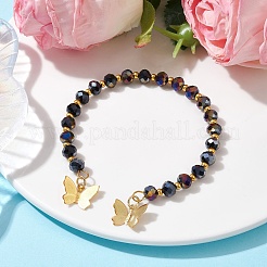 Стеклянные круглые браслеты-манжеты с бусинами&nbsp;BJEW-JB09964-04