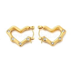Orecchini a cerchio a forma di cuore in acciaio inossidabile 304 con micro pavé di zirconi cubici trasparenti&nbsp;EJEW-V016-06G-02