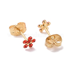 Boucles d'oreilles à tige en forme de fleur en strass avec épingles en acier inoxydable chirurgical 316L&nbsp;EJEW-P204-03G