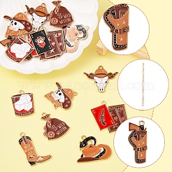 18 шт. 9 стиля ковбойская шляпа сапоги мешок денег череп сплав эмалированные подвески&nbsp;FIND-FS0003-91