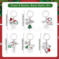 6 шт. 6 стиля брелок из сплава и эмали с рождественской тематикой&nbsp;KEYC-SP0001-53