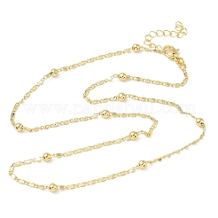 Женские ожерелья из латунной цепочки с круглыми овальными шариками толщиной 3.5 мм&nbsp;NJEW-K271-18G