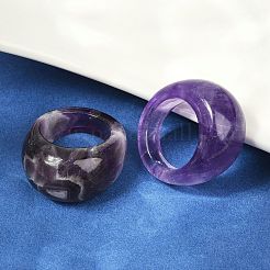 Кольца из натурального аметиста для унисекс&nbsp;RJEW-C128-01A