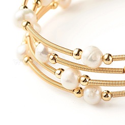 Perline di perle naturali quattro anelli avvolgono i braccialetti&nbsp;BJEW-JB06614
