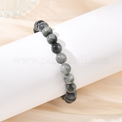 Pulseras elásticas de cuentas redondas de piedra ojo de águila natural para mujeres y hombres.&nbsp;BJEW-JB13859