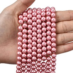 Круглые бусины из экологически чистого окрашенного стекла с жемчугом&nbsp;HY-A002-8mm-RB109