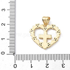 Pendentifs avec zircon cubiques à micro-pavés en laiton&nbsp;KK-Z143-09G-01