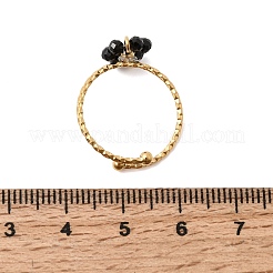 Manchette ajustable en acier inoxydable 304 et onyx noir naturel&nbsp;RJEW-P187-01G-06
