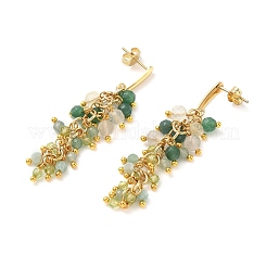 Boucles d'oreilles puces en acier inoxydable 304 ornées de pierres précieuses naturelles mélangées&nbsp;EJEW-JE07520-03