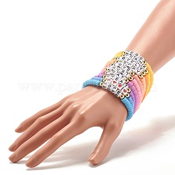 Set di bracciali elasticizzati con parole ispiratrici in stile 10pcs 10&nbsp;BJEW-JB07528