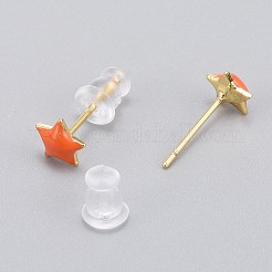 Orecchini a bottone in ottone smaltato&nbsp;EJEW-L231-67C