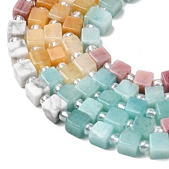 Natürlich gefärbte weiße Jade- & Quarzkristall- & Howlith- & gelbe Aventurin- & Rhodonit-Perlenstränge&nbsp;G-H333-03D