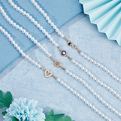 4 set di collane con pendenti in ottone con strass a forma di cuore&nbsp;BJEW-FI0001-30