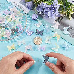 50 шт. 10-цветные радужные переливающиеся акриловые бусины с УФ-покрытием&nbsp;TACR-SC0001-29