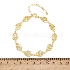 Браслеты-цепочки из латуни с микропаве из прозрачных кубических цирконий в форме капли для женщин&nbsp;BJEW-A090-02G