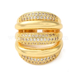 Открытые манжеты из латуни с микропаве и цирконием для женщин&nbsp;RJEW-A048-16G