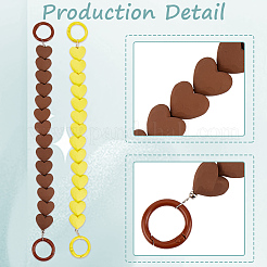 2 шт. 2-х цветные пластиковые цепочки для сумок с бусинами в форме сердца и железными кольцами-застежками&nbsp;PURS-GF0001-11B