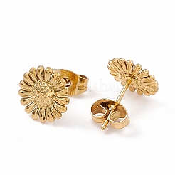 Pendientes de girasol de acero inoxidable 304 con revestimiento iónico (IP) para mujer&nbsp;X-EJEW-G338-05G