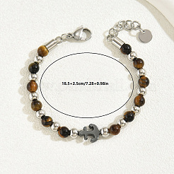 Браслеты из бусин из натурального тигрового глаза и немагнитного синтетического гематита для повседневной носки и вечеринок&nbsp;EA3590-1