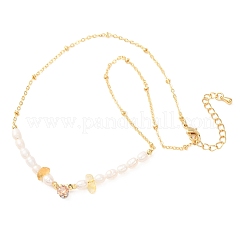 Colliers de perles naturelles en quartz citron naturel (chauffé) et en perles de riz&nbsp;GG-CBA3297-15G-B