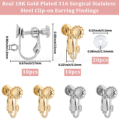20 шт. 2 цвета фурнитура для сережек-клипс из хирургической нержавеющей стали 316&nbsp;STAS-BBC0008-58A