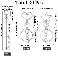10шт. брелок для ключей из железного прута с бусинами&nbsp;KEYC-SC0001-78