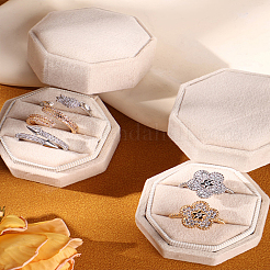 1 шт. 3-секционные восьмиугольные бархатные коробки для хранения колец&nbsp;CON-LP0001-89B