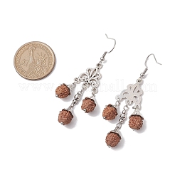 Orecchini pendenti rudraksha naturali&nbsp;EJEW-TA00537