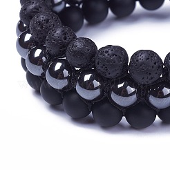 Bracelets de perles tressées en hématite synthétique non magnétique réglables&nbsp;BJEW-I273-E02