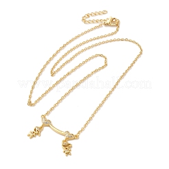 Латунные микропаве прозрачные кубические цирконии подвески для девочек и мальчиков на день святого валентина&nbsp;LS-NJEW-K381-01C-G