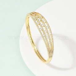 Женские браслеты на шарнирах из латуни с микропаве и прозрачным фианитом&nbsp;BJEW-H202-01G