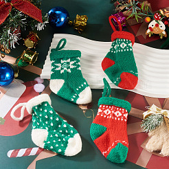 4 pièce 4 styles de décorations suspendues de chaussettes de Noël en polyester&nbsp;AJEW-TA0003-29A