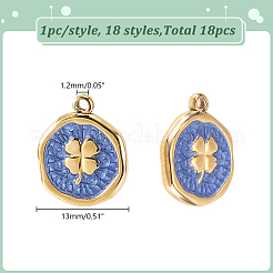 18 Stück 18 Stile Edelstahl-Emaille-Charms&nbsp;STAS-AR0002-72