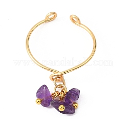 Женские манжеты-кольца из плетеных бусин с натуральными драгоценными камнями&nbsp;RJEW-JR00952-01