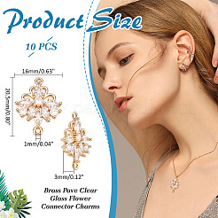 10 шт. латунные подвески-коннекторы из прозрачного стекла&nbsp;KK-ME0002-81